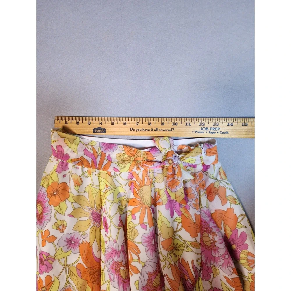 Forever 21 Kids Floral Handkerchief Hem Skirt Orange Pink Yellow Size 11/12